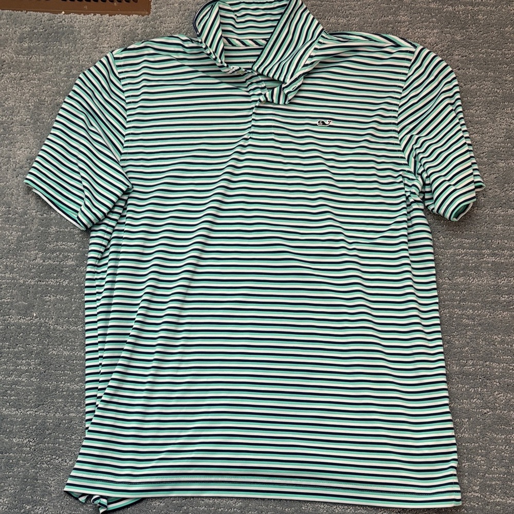 Vineyard Vines Blue and White Striped Polo Shirt